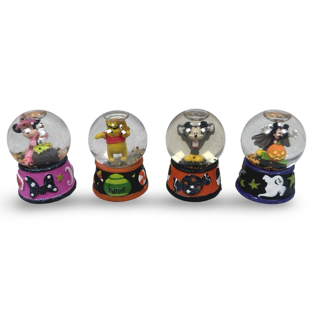 Disney Halloween Mini Snow Globes Set of 4 Mickey Minnie Winnie the Pooh Vampire
